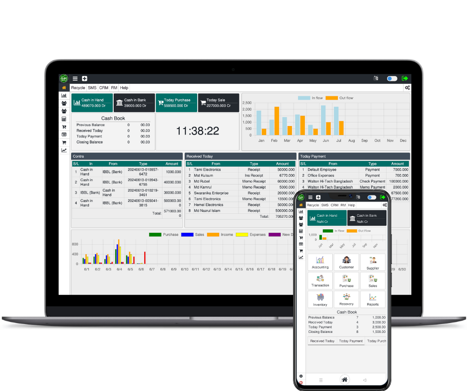 ট্যালি-বুক dashboard interface